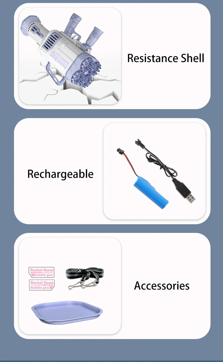 69/64 Holes Gatling Bubble Gun with Light