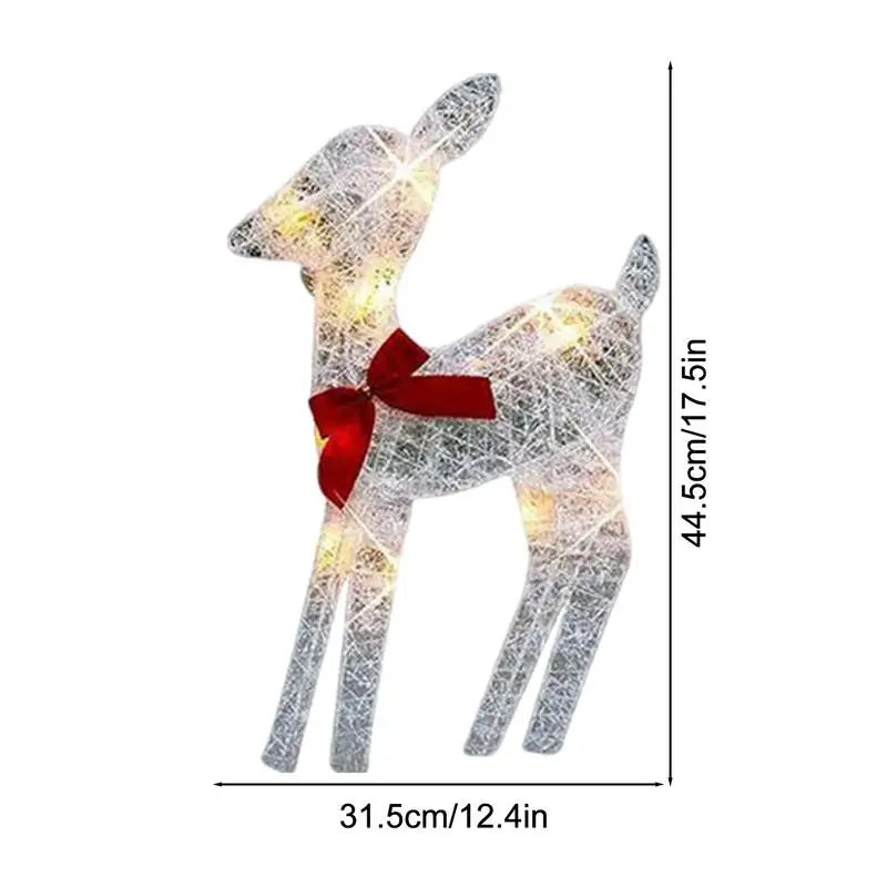 Lighted Deer Yard Decoration Outdoor Iron Moose With Bell Bow Holiday Christmas Deer Decor Lawn Decoration Deer Yard Lights